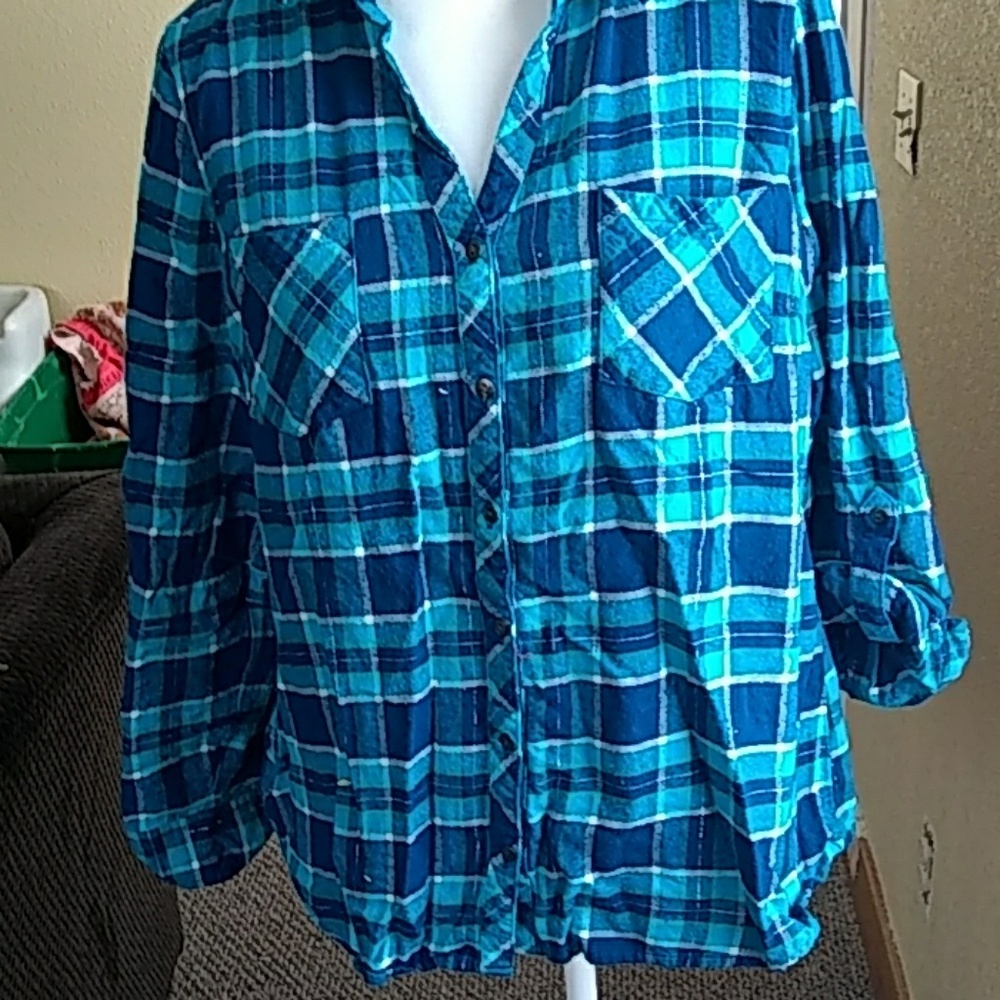 Plaid blue button down